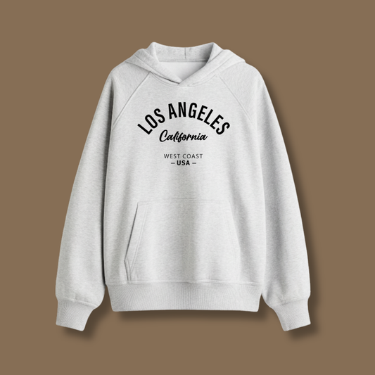 Los Angeles Hoodie In White Melange