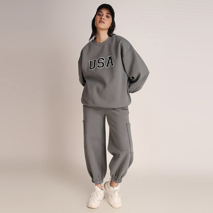 USA OVERSIZED SWEATSHIRT IN GREY