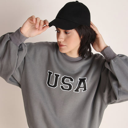 USA OVERSIZED SWEATSHIRT IN GREY