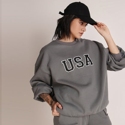 USA OVERSIZED SWEATSHIRT IN GREY